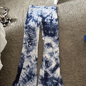 SHEIN Blue Tie-Dye Flare Pants